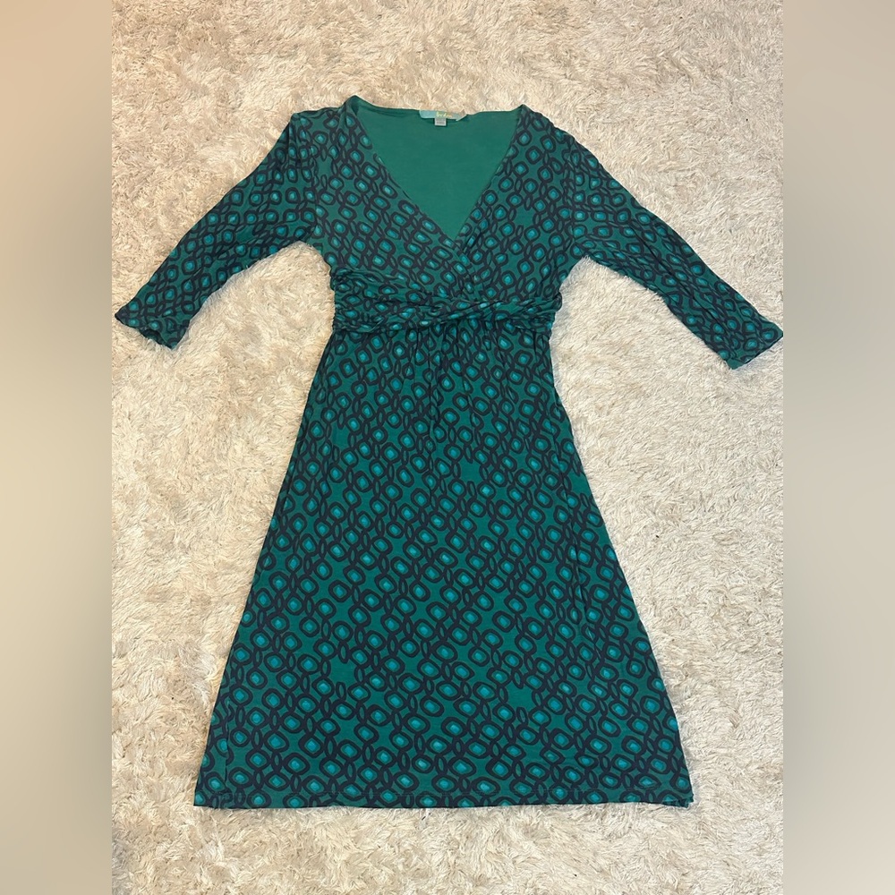 Boden Faux Wrap Chelsea Dress Green Pattern 8 Long